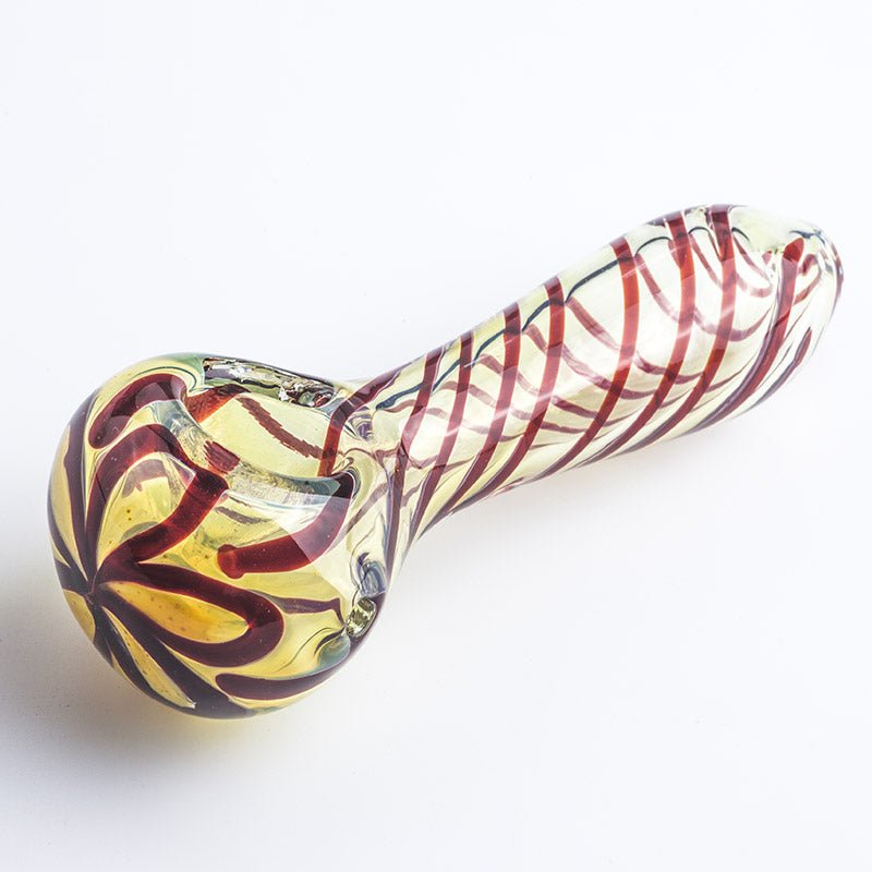 Clear Glass Spoon Pipe w/ Swirl Stripes - PuffingBird