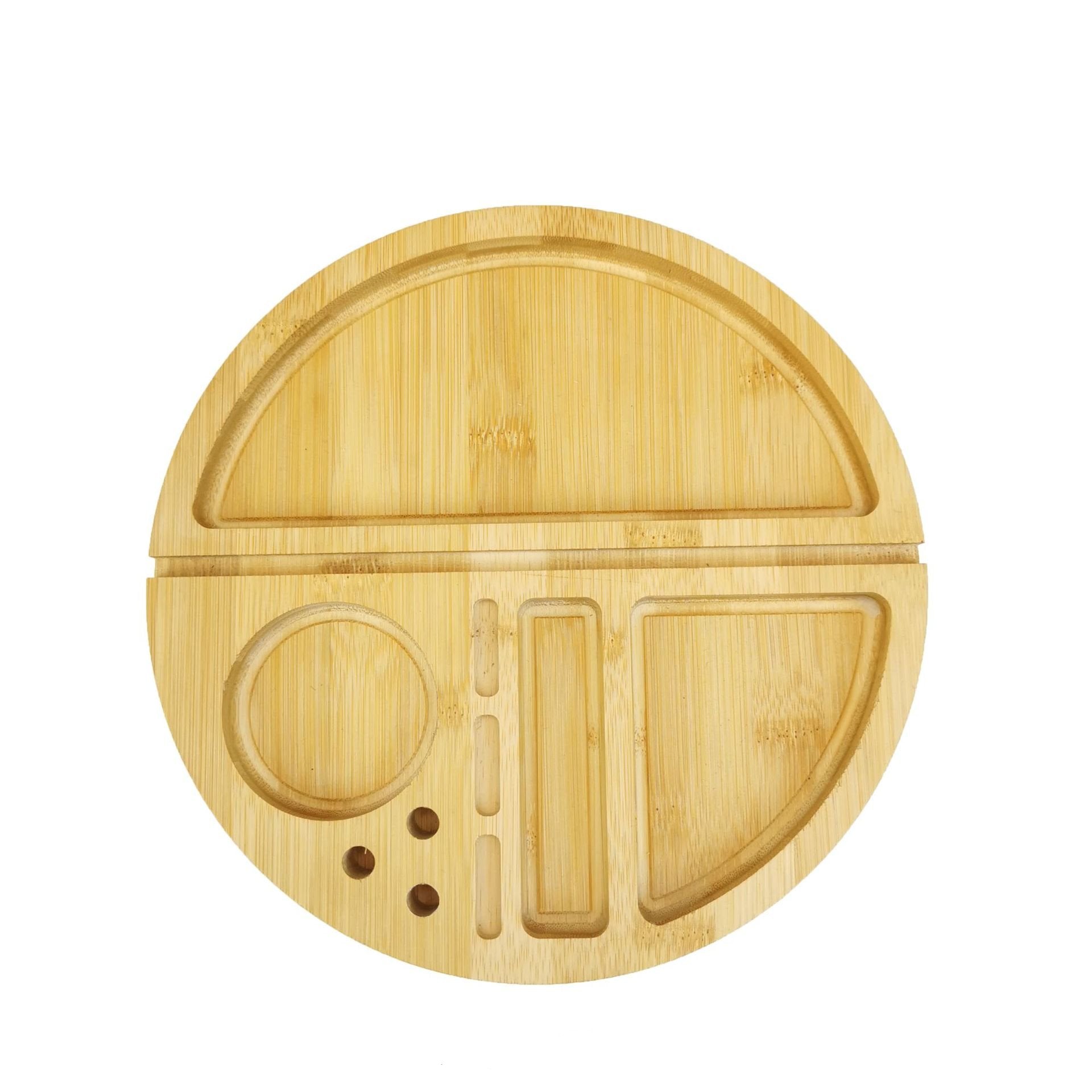 Wooden Circle Storage Rolling Tray