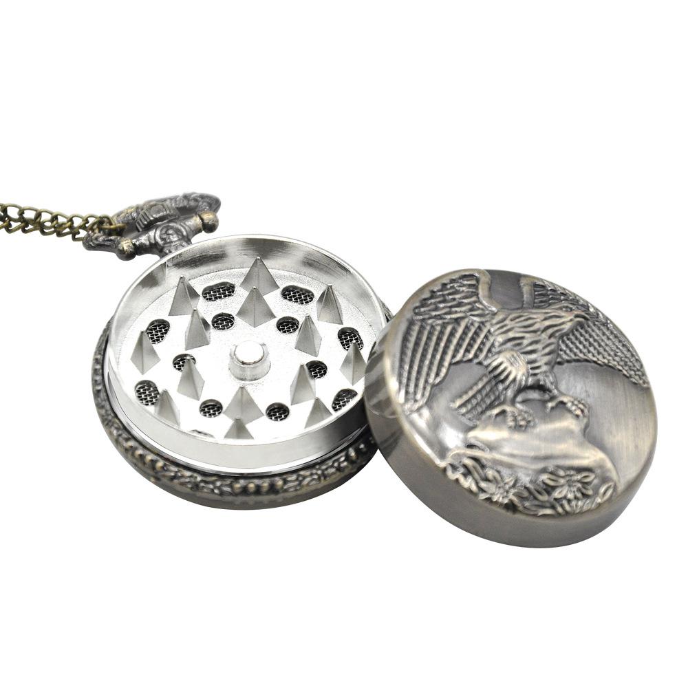 Necklace Hawk Pocket Watch Novelty Herb Grinder 3 Layer 45mm (2 Color)