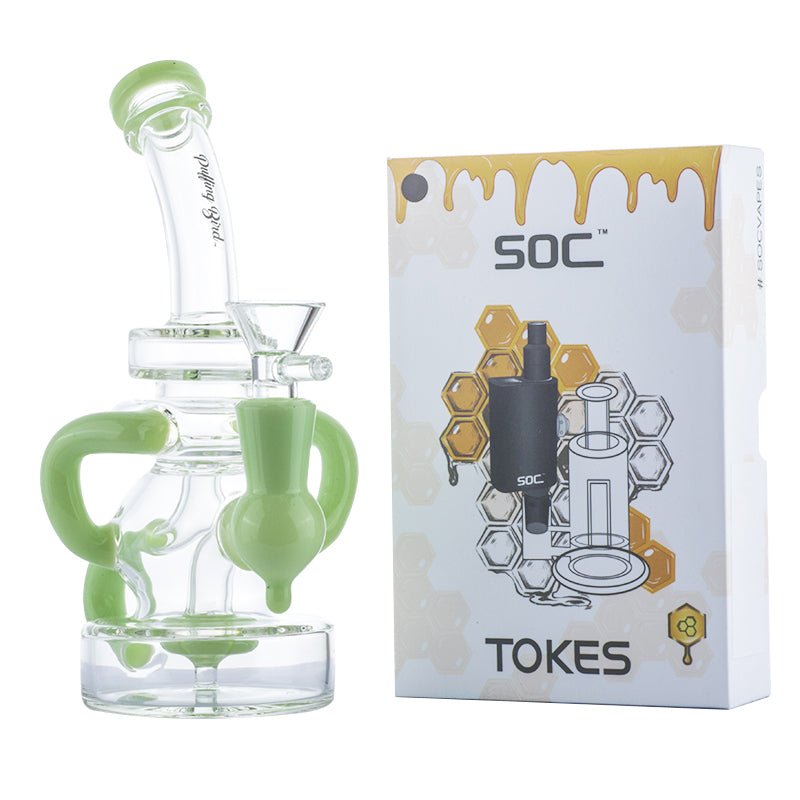 Green Showerhead Perc Dab Rig w/ SOC Tokes Vaporizer Set