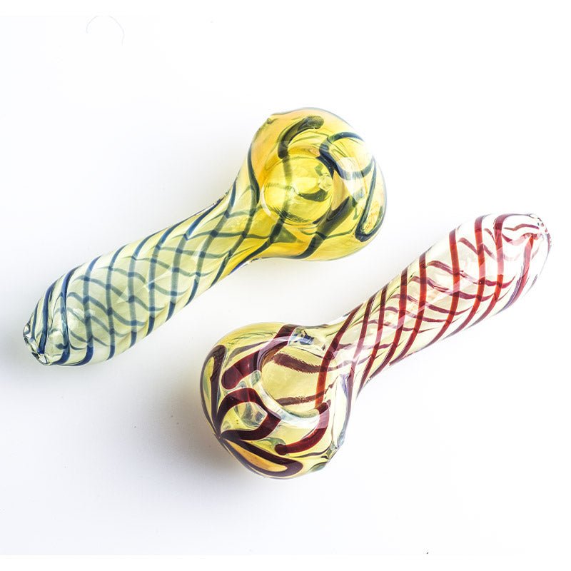 Clear Glass Spoon Pipe w/ Swirl Stripes - PuffingBird