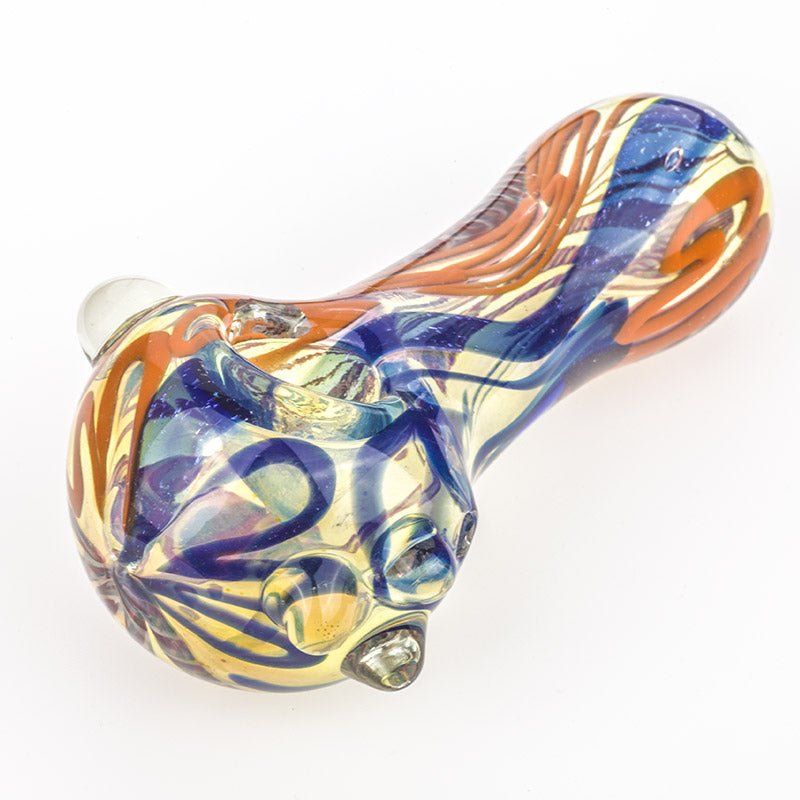 Spiral Fumed Glass Spoon Pipe w/ Marbles - PuffingBird