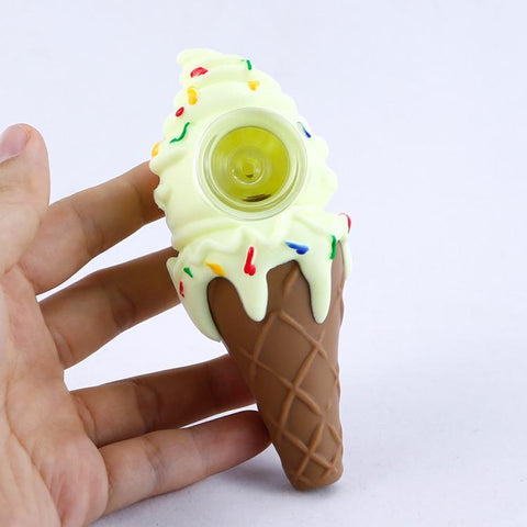 Ice Cream Theme Glass Novelty Pipe w/ Silicone Pipe Set | Free Shipping