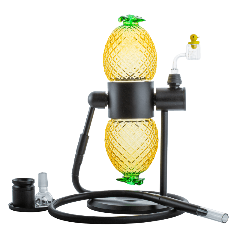 Pineapple Gravity Bong w/ Hybrid Quartz P Banger Carb Cap Set