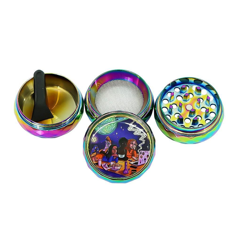Lady Hornet 4-Layer 43mm Zinc Alloy Colorful Diamond Cut Grinder