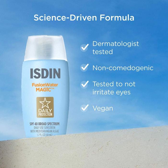 ISDIN Fusion Water Magic SPF 40 Sunscreen with Hyaluronic Acid and Vitamin E - 1.7 oz/50 mL