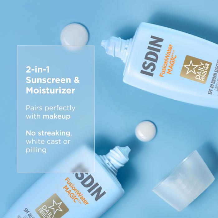 ISDIN Fusion Water Magic SPF 40 Sunscreen with Hyaluronic Acid and Vitamin E - 1.7 oz/50 mL