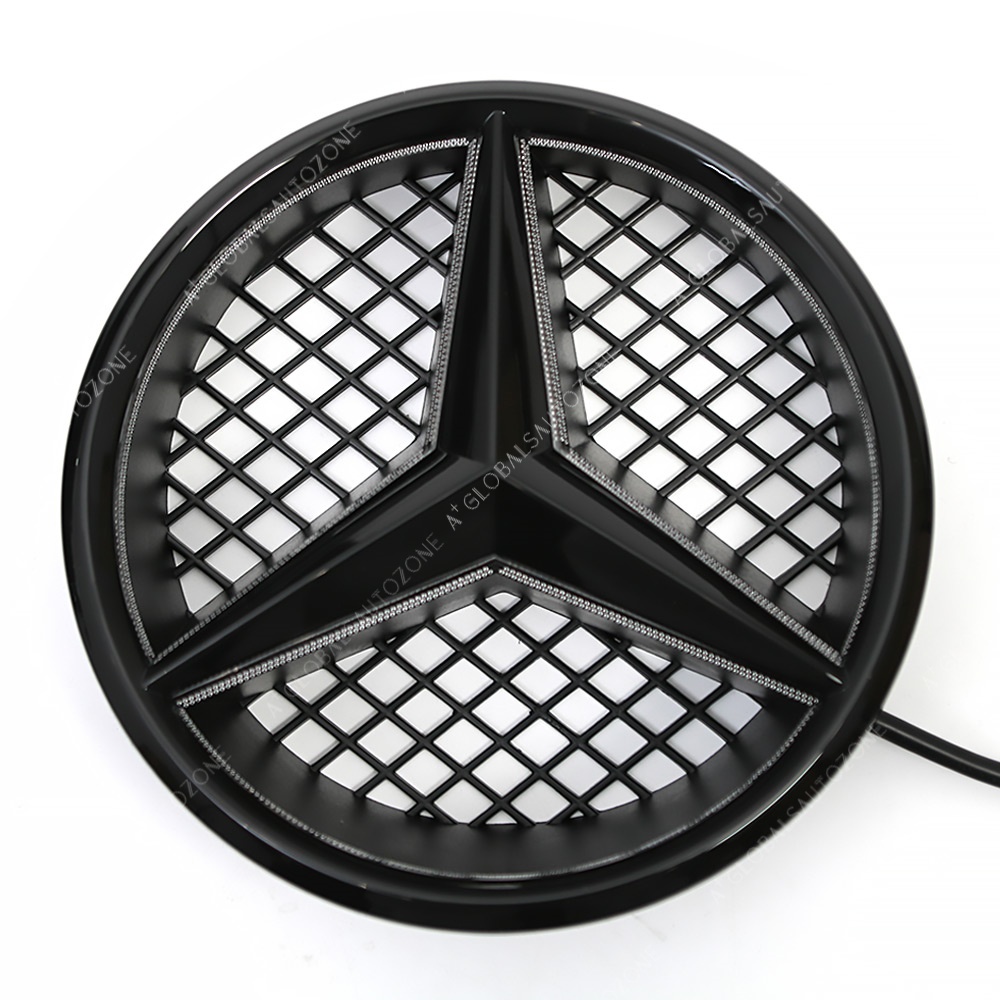 Glossy Black Front Bumper LED Grille Lights Emblems For Mercedes Benz C-Class W204 S204 C204 2008-2014 C180 C200 C230 C250 C280 C300 C350 Shiny Black Illuminated Benz Grilles Star Logo Badge