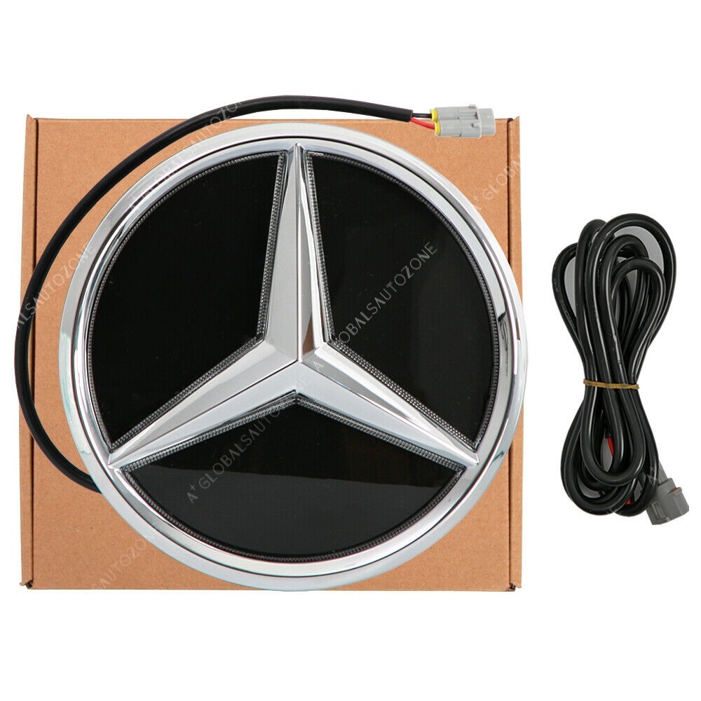 Chrome Silver Front Bumper LED Grille Lights Mirror Emblems For Mercedes Benz C-Class W204 S204 C204 2008-2014 C180 C200 C230 C250 C280 C300 C350 Chrome Silver Illuminated Benz Grilles Mirror Star Logo Badge