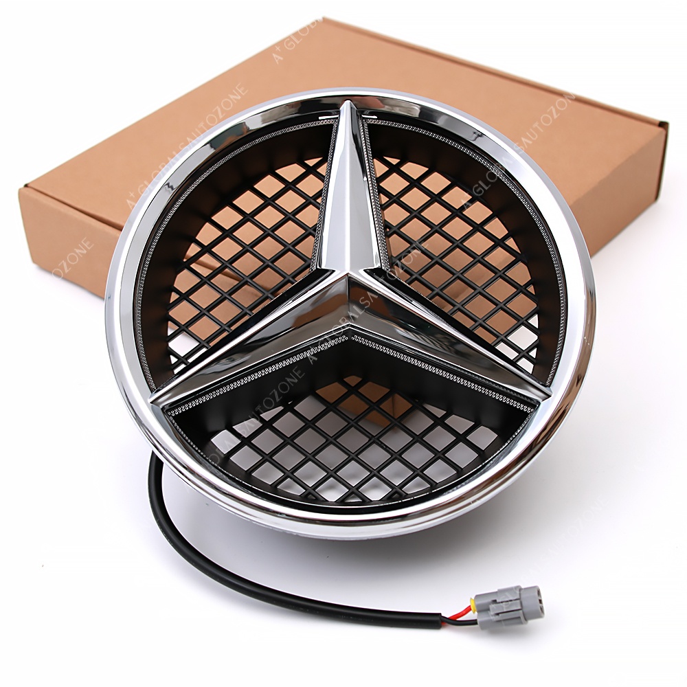 Chrome Silver Front Bumper LED Grille Lights Emblems For Mercedes Benz A-Class W176 2013-2018 A180 A200 A250 Chrome Silver Illuminated Benz Grilles Star Logo Badge
