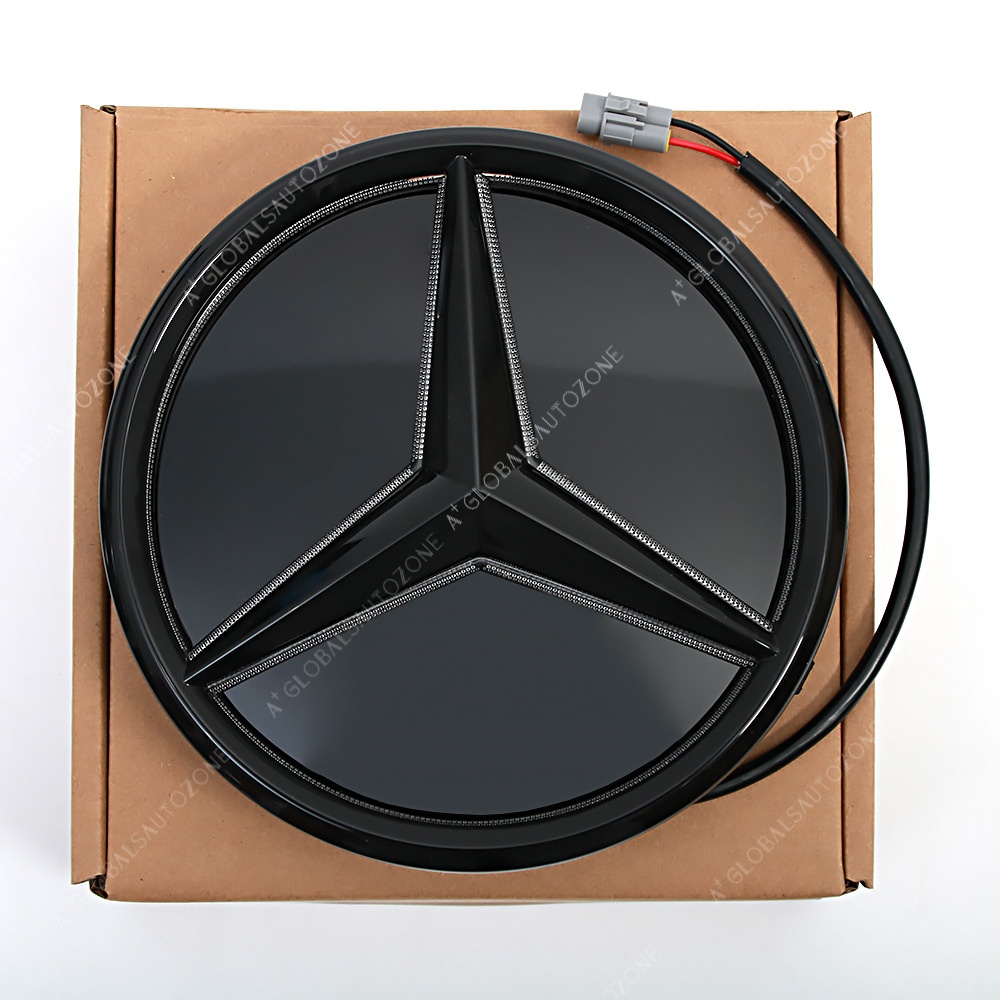 Glossy Black Front Bumper LED Grille Lights Mirror Emblems For Mercedes Benz A-Class W176 2013-2018 A180 A200 A250 Shiny Black Illuminated Benz Grilles Mirror Star Logo Badge