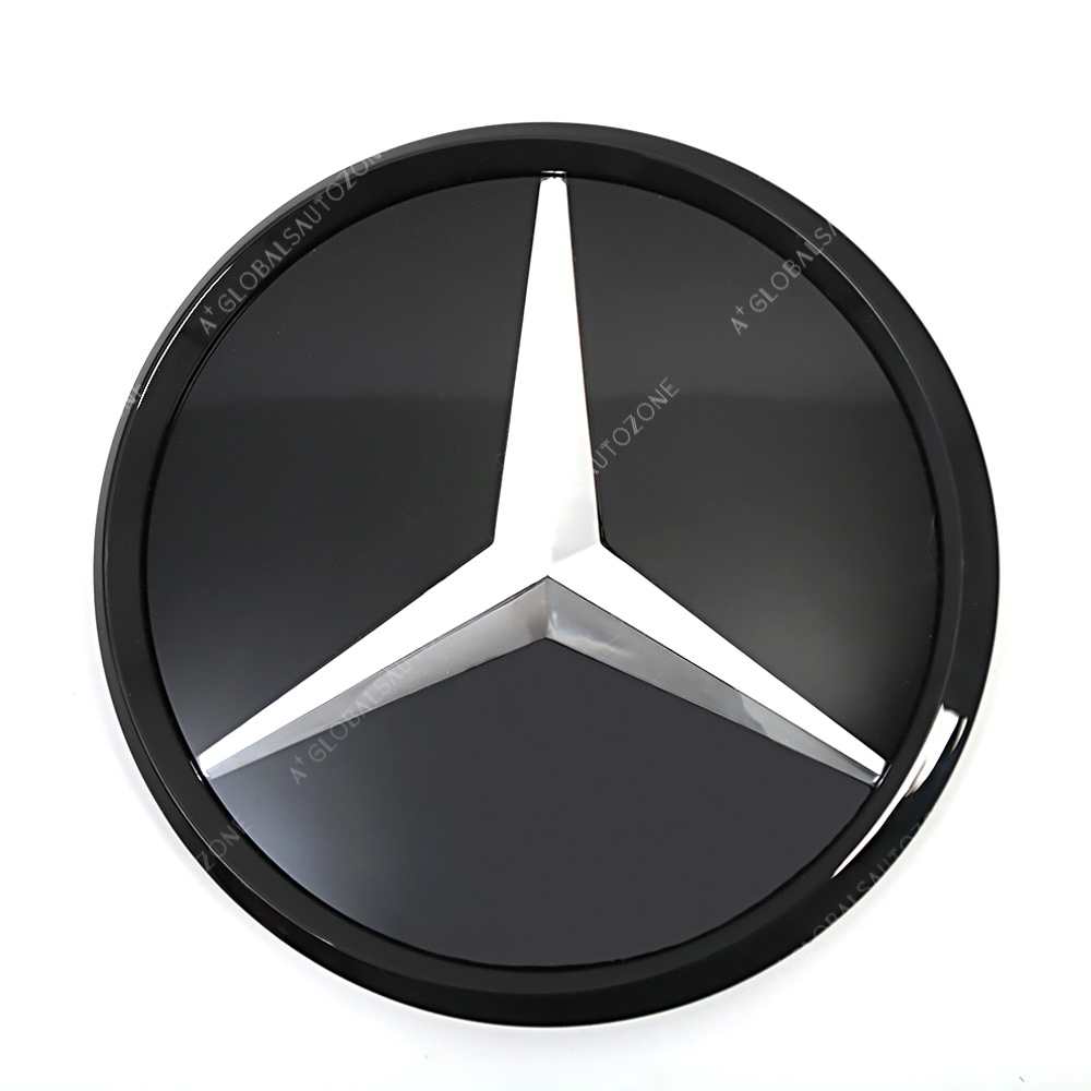 Glossy Black 3D Mirror Emblem For Mercedes Benz C-Class W205 2015-2018 C180 C200 C250 C300 C350 C400 Shiny Black Benz Grilles Mirror Star Logo Front Racing Grille Badge