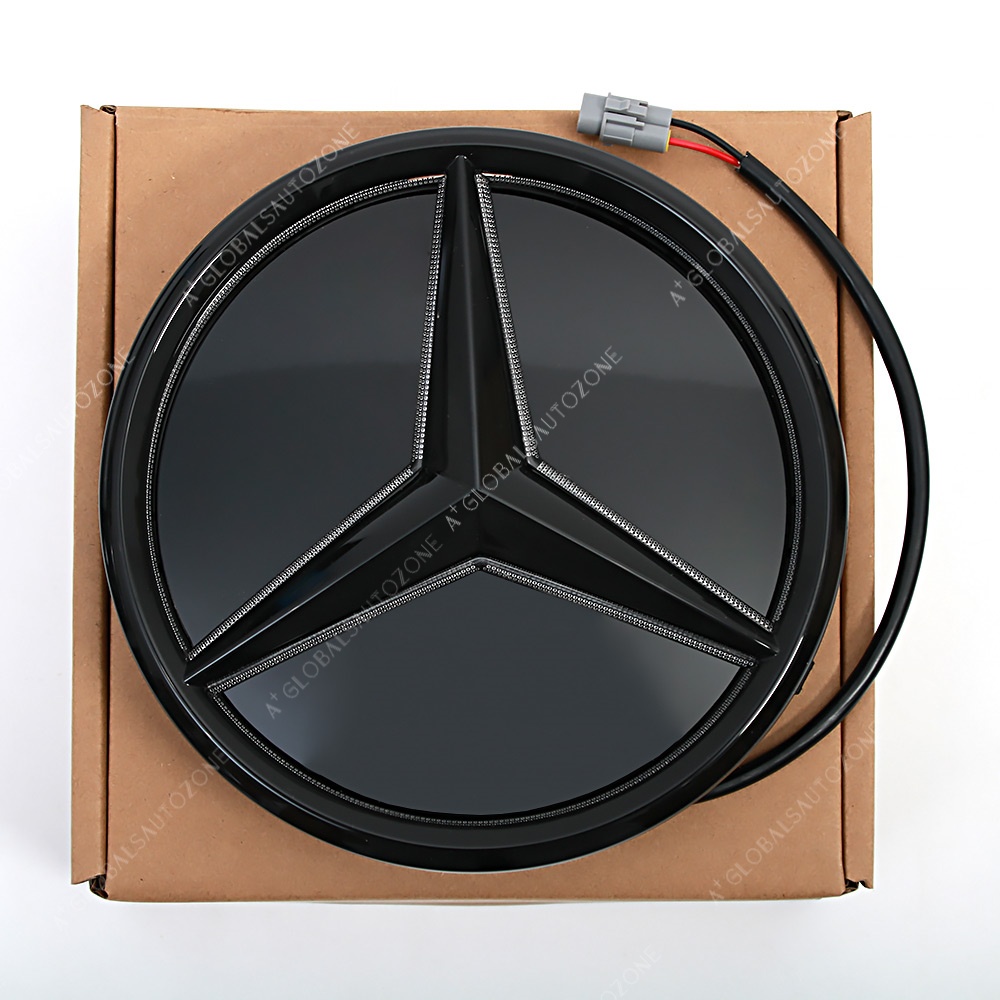 Glossy Black Front Bumper LED Grille Lights Mirror Emblems For Mercedes Benz CLA-Class W118 2020-2023 CLA200 CLA250 CLA35 AMG Shiny Black Illuminated Benz Grilles Mirror Star Logo Badge