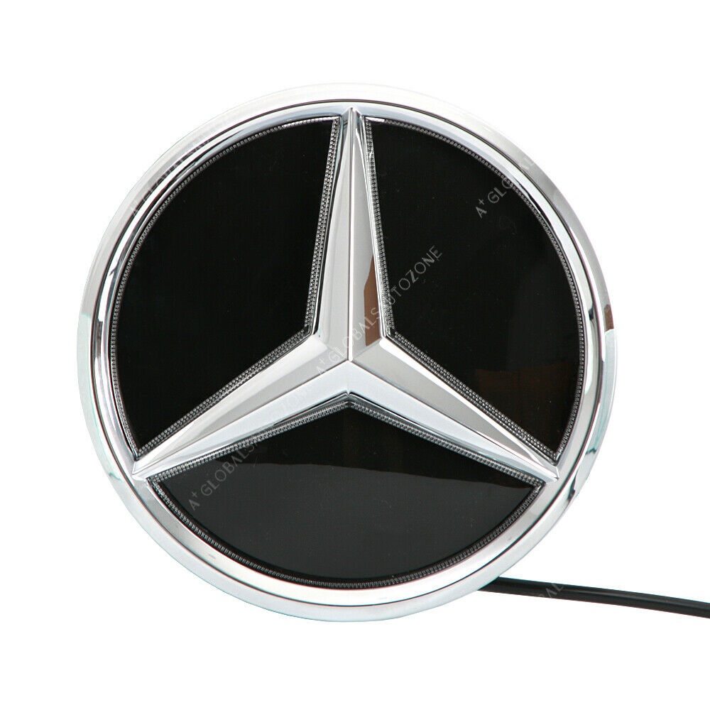 Chrome Silver Front Bumper LED Grille Lights Mirror Emblems For Mercedes Benz GLK-Class X204 2013-2015 GLK250 GLK300 GLK350 Chrome Silver Illuminated Benz Grilles Mirror Star Logo Badge