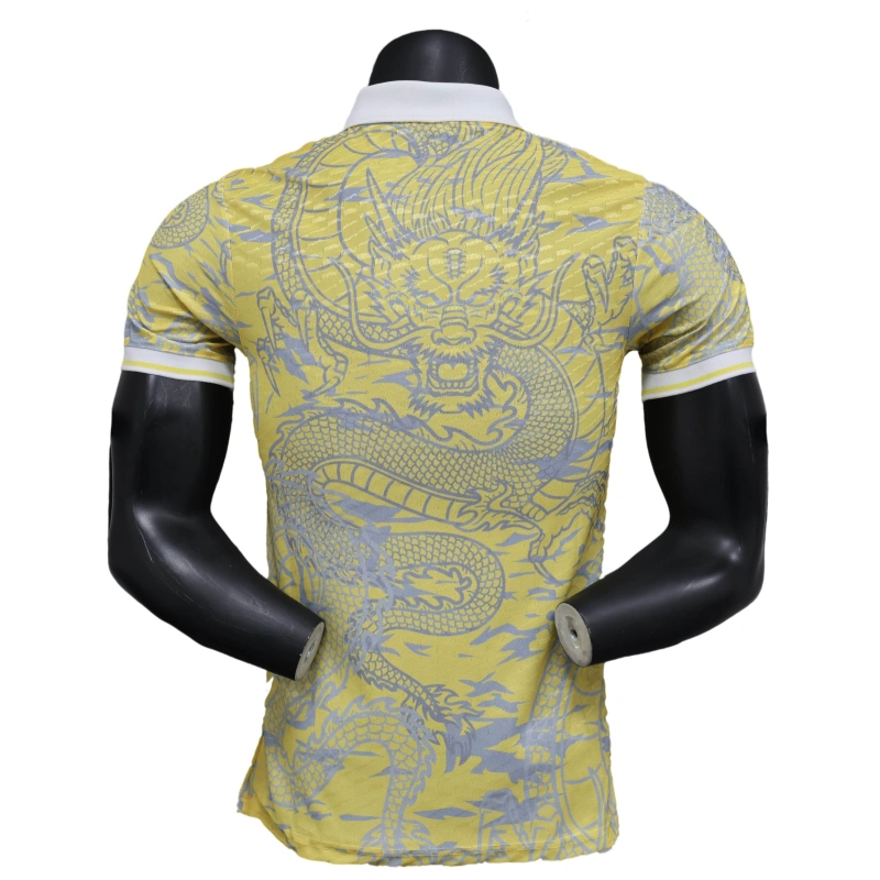 2025-26 Real Madrid Men's Polo Shirt Dragon Pattern Yellow Jersey