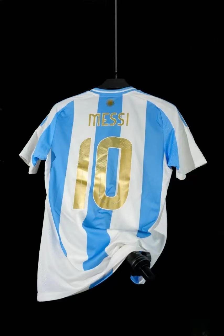 Argentina 2022 World Cup Champions Jersey – No.10 Blue & White Stripes with Dove and Gold Embroidery