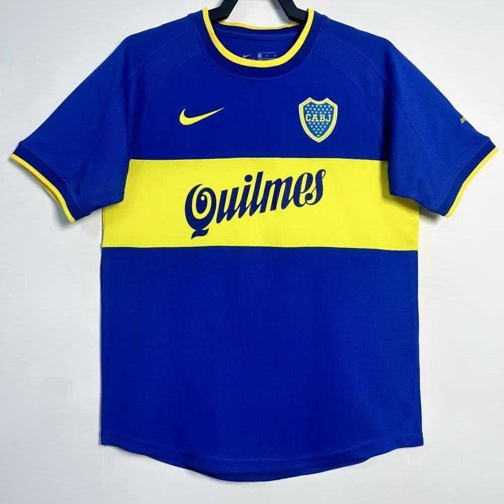 Boca Juniors 2001/02 Home Jersey – Blue & Yellow Quilmes | Fan Version Short Sleeve Football Shirt