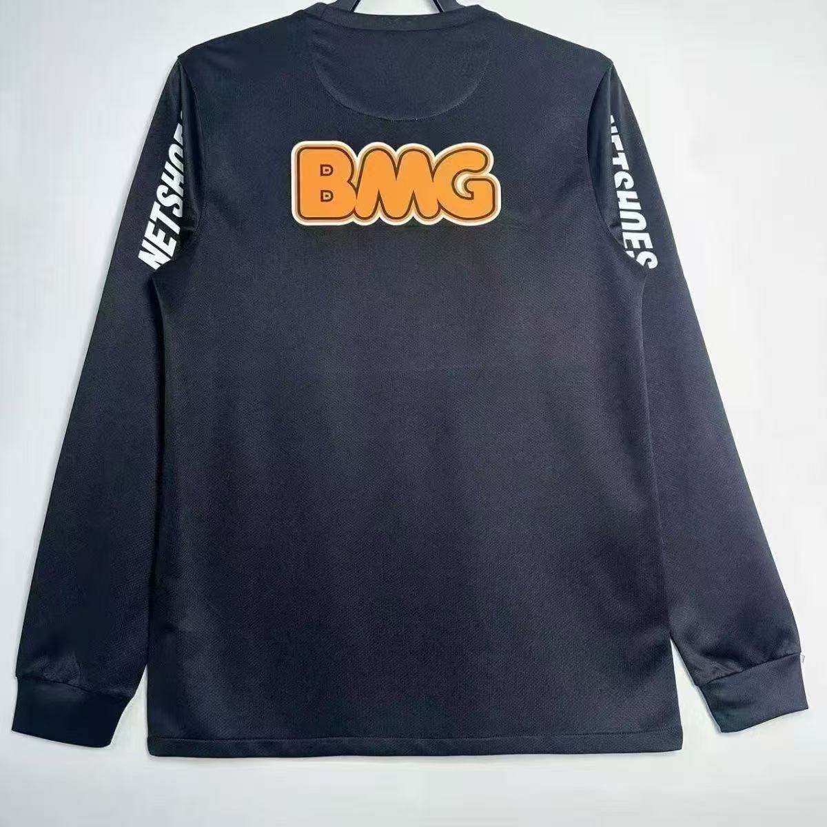 Santos FC 2012 Centennial Away Jersey Long Sleeve – Black & Orange BMG | Fan Version Football Shirt