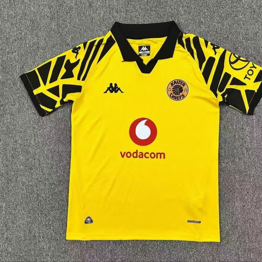 Kaizer Chiefs 2025/26 Home Jersey – Yellow & Black Pattern | Fan Version Football Shirt by Kappa