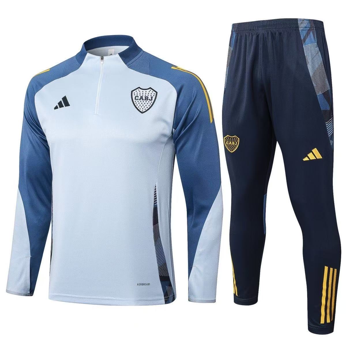 Boca Juniors 2025-26 Training Set Light Blue Half-Zip Top + Navy Pants AEROREADY