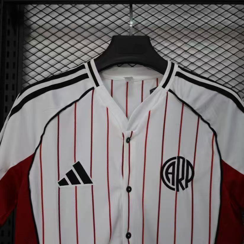 River Plate 2025/26 Baseball Style Special Edition Jersey | White Red Pinstripes