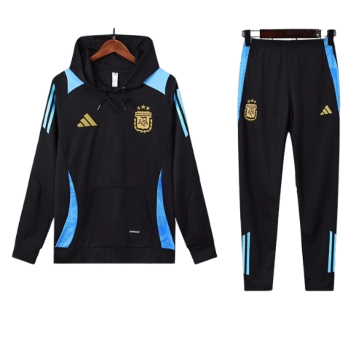 Adidas Argentina Nation 2024-25 Hooded Black Training Tracksuit Kits
