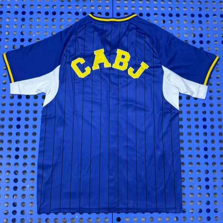 Boca Juniors 2025/26 Retro Baseball Style Fan Jersey – Blue/Yellow Stripes