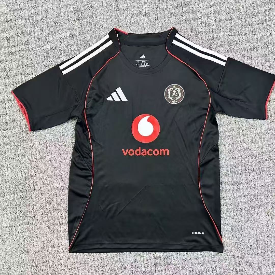 Orlando Pirates 2025/26 Home Jersey Fan Version – Black Edition with Vodacom Sponsor