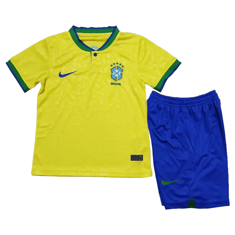 Brazil Kids Soccer Jersey Home Kit(Jersey+Shorts) World Cup 2022