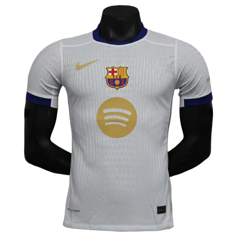 2025-26 Barcelona Home Player Version Shirt White Jersey Without Spofity Text