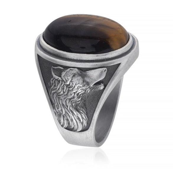 Noble Wolf Tiger Eye Ring
