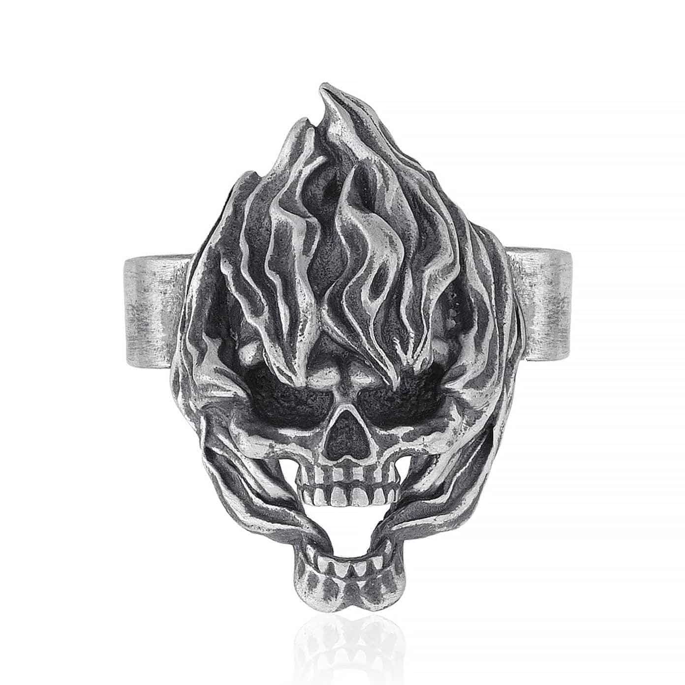 Flaming Skull Ring