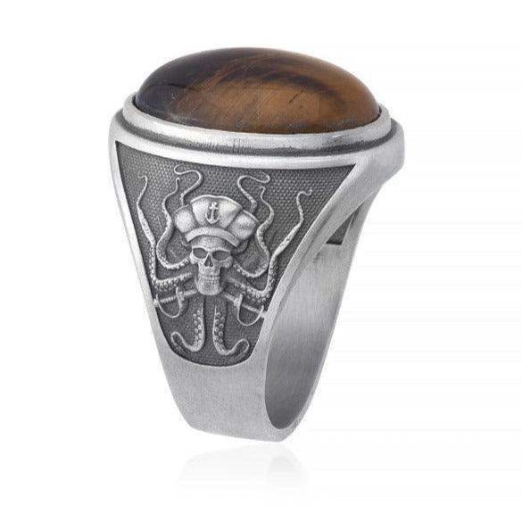 Pirate Octopus Tiger Eye Ring