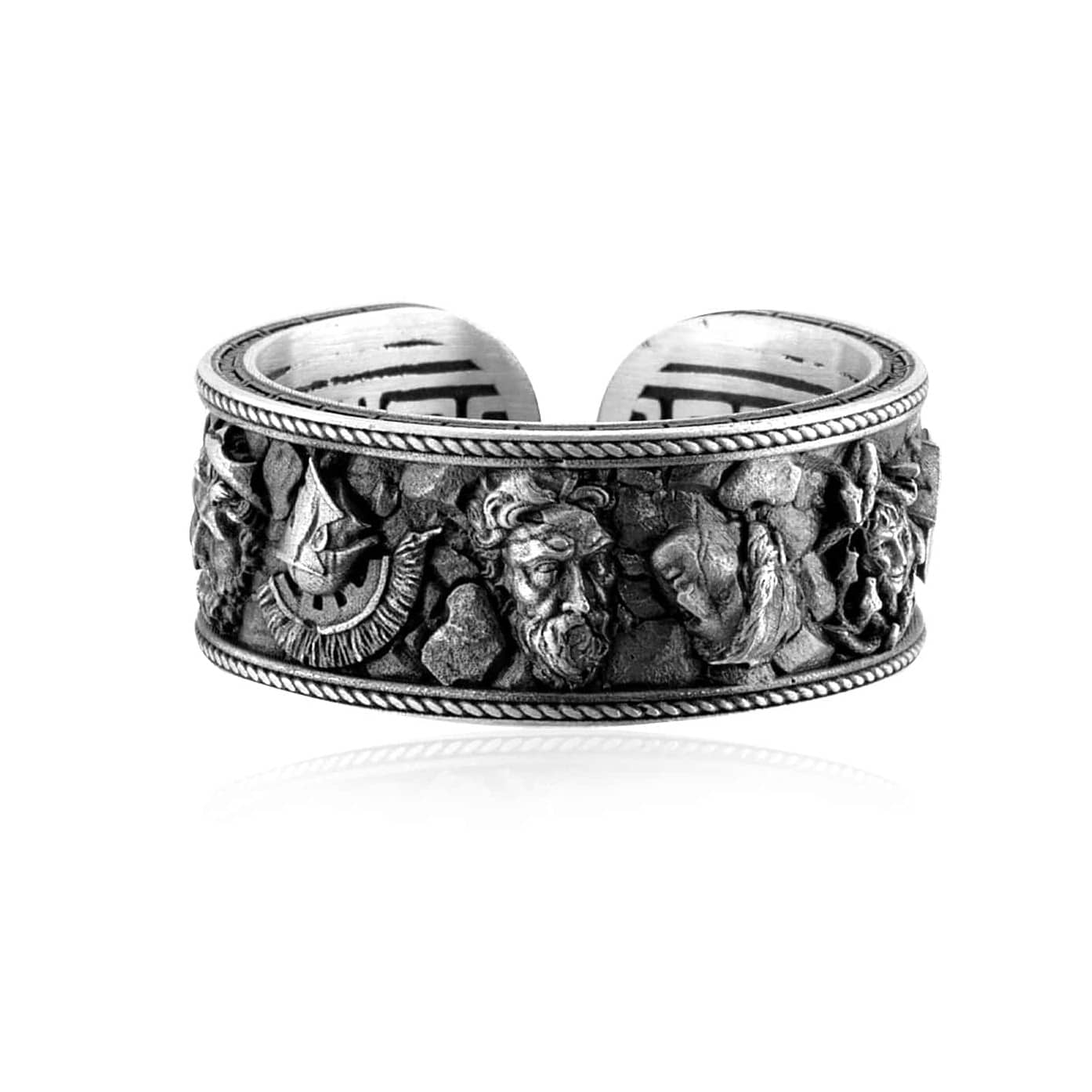 Greek Warrior Motif Band Ring