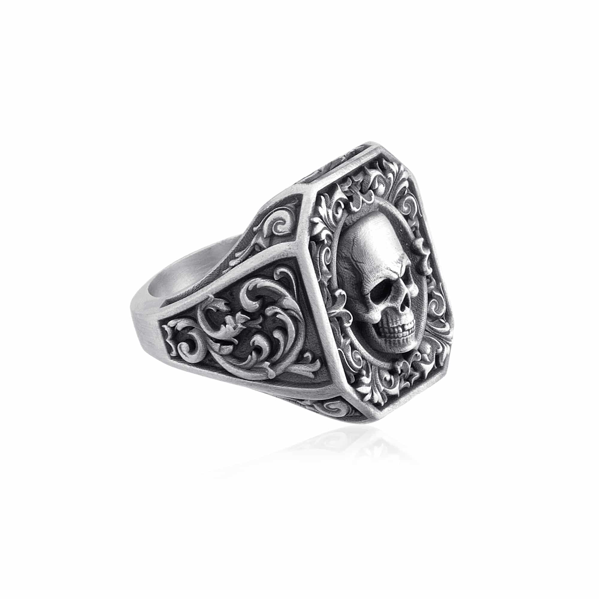 Baroque Skull Signet Ring