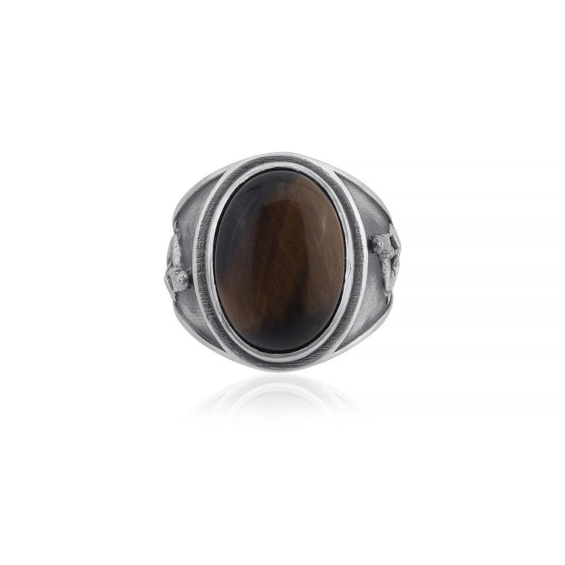 Howling Wolf Tiger Eye Stone Ring