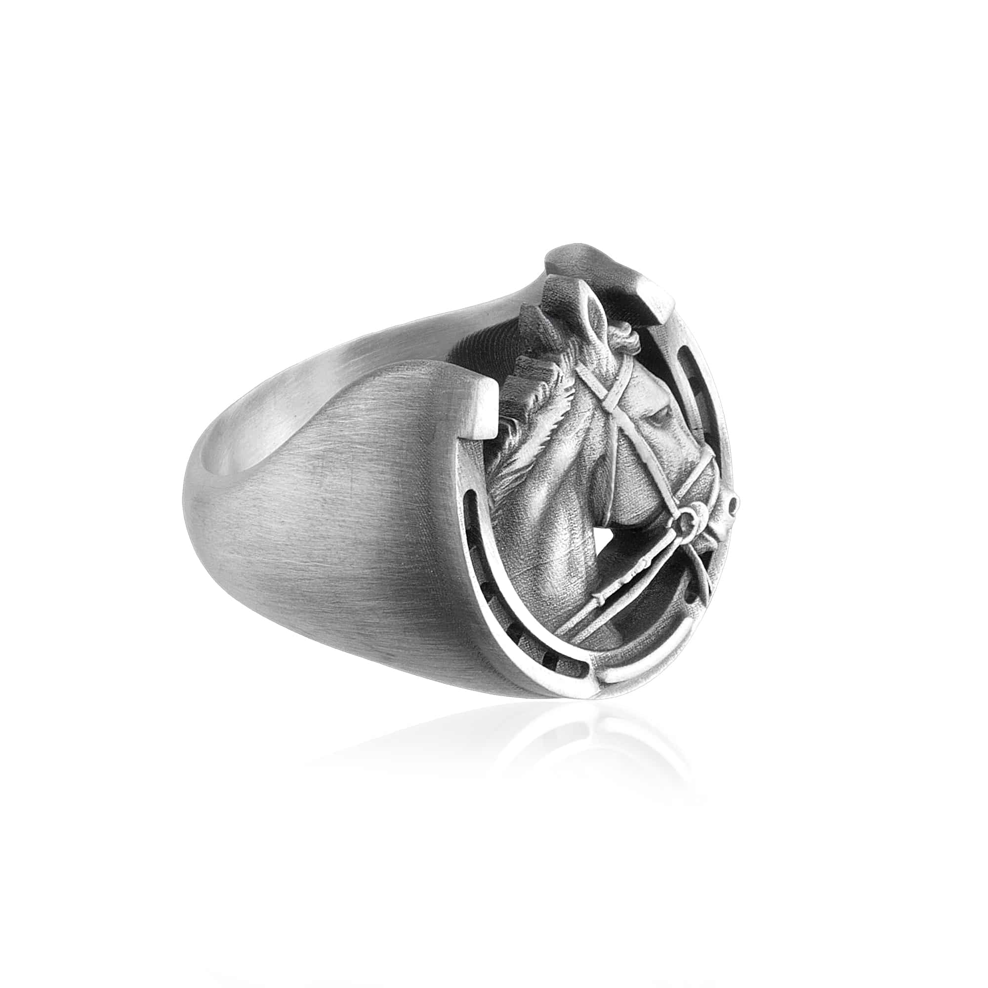 Equestrian Crest Horseshoe Ring