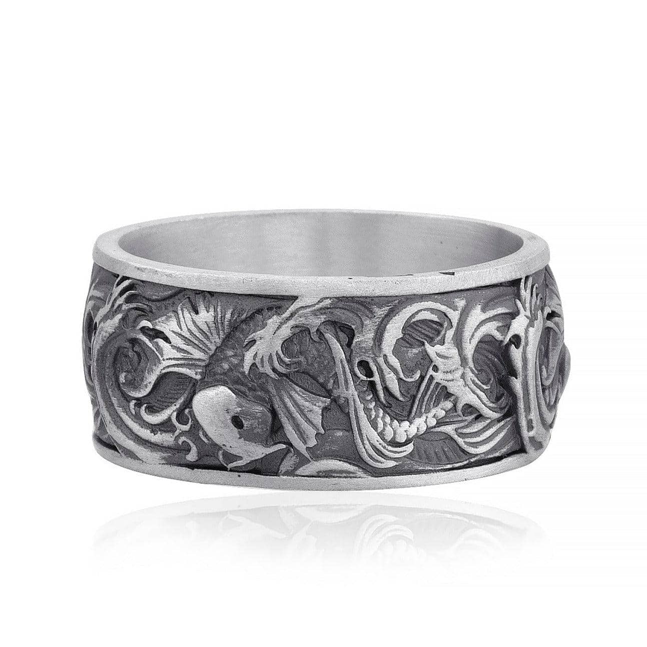 Carp And Waves Band Ring