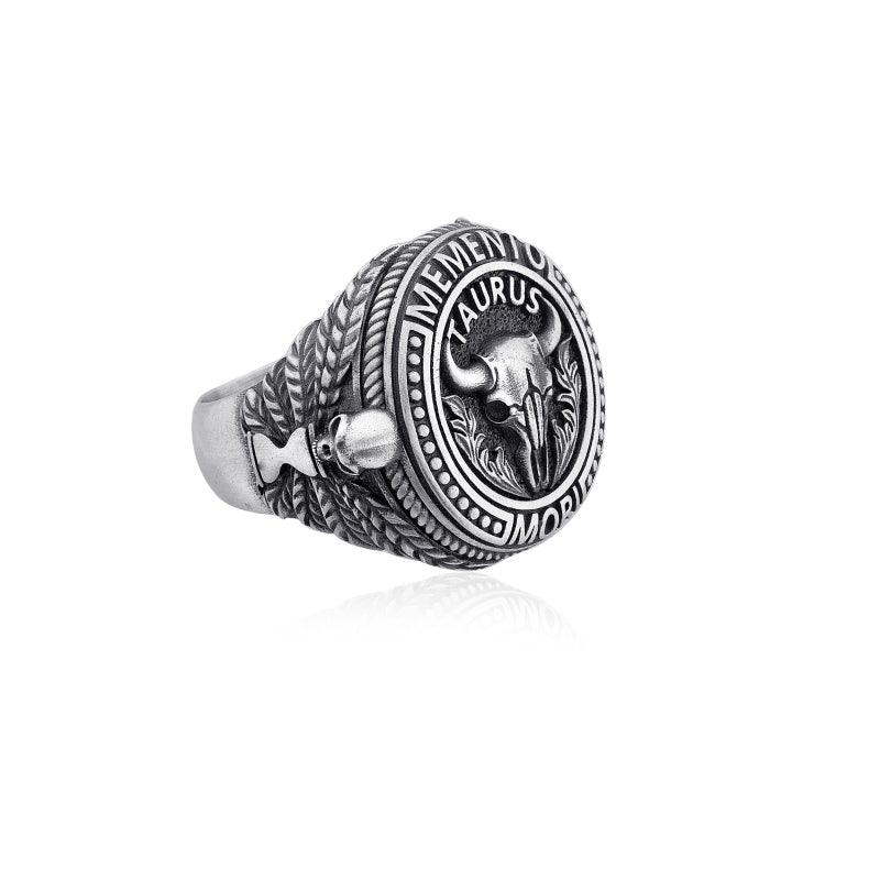 Taurus Zodiac Skull Ring