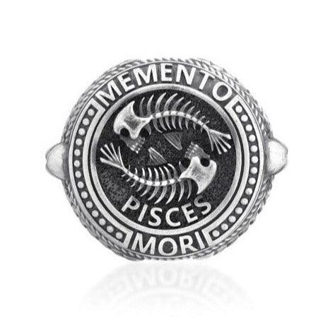Pisces Zodiac Skull Ring