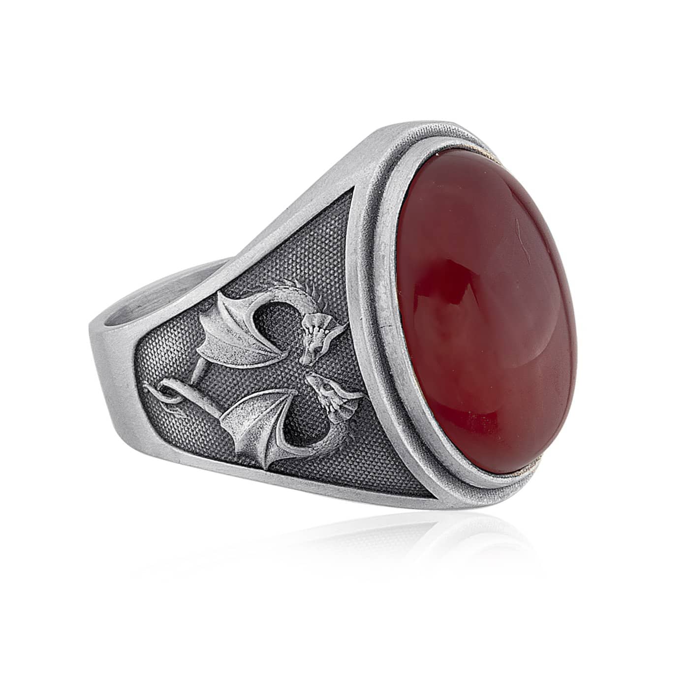 Double Dragon Carnelian Ring