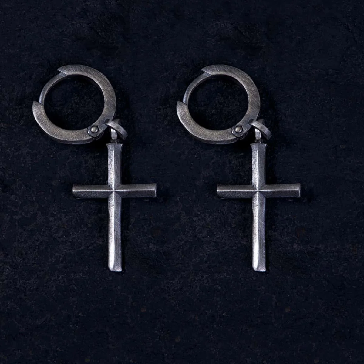 Gothic Cross Hoop Earring