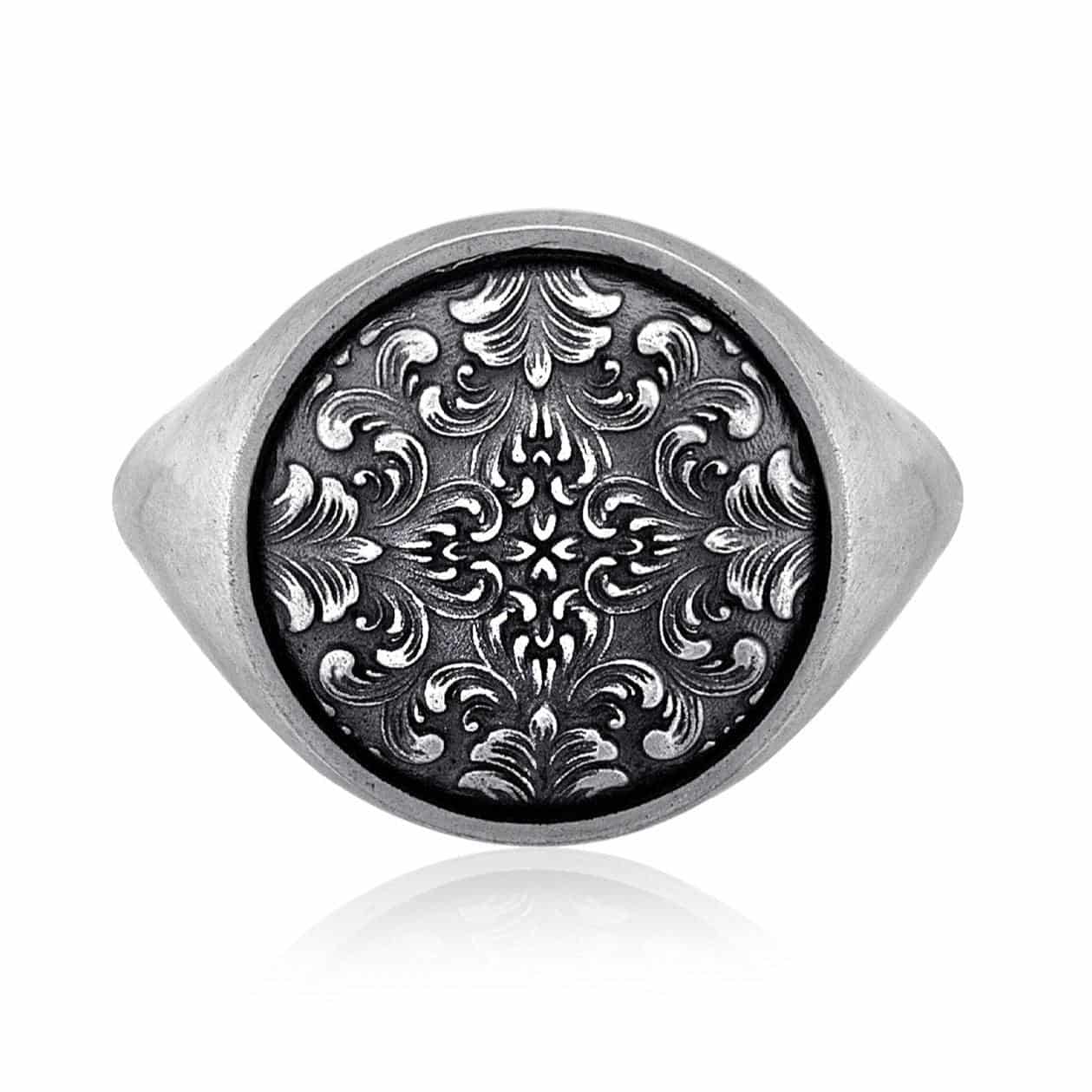 Rococo Floral Signet Ring