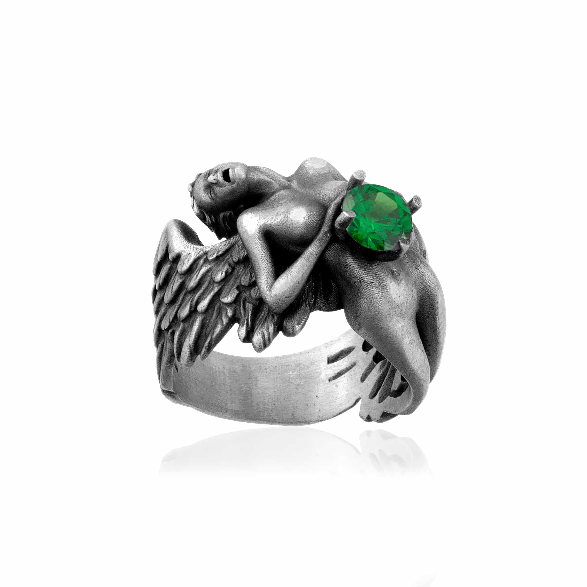 Fallen Angel Green Stone Ring