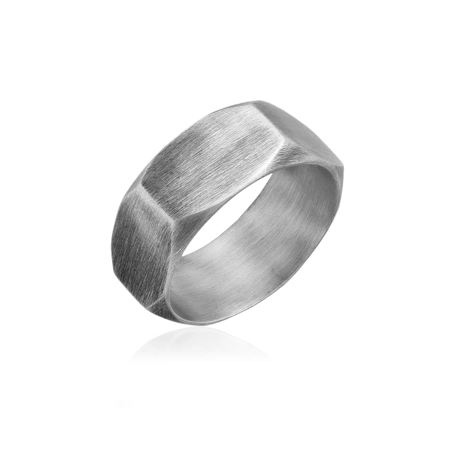 Hex Cut Geometric Band Ring