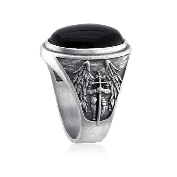 Saint Michael Onyx Ring