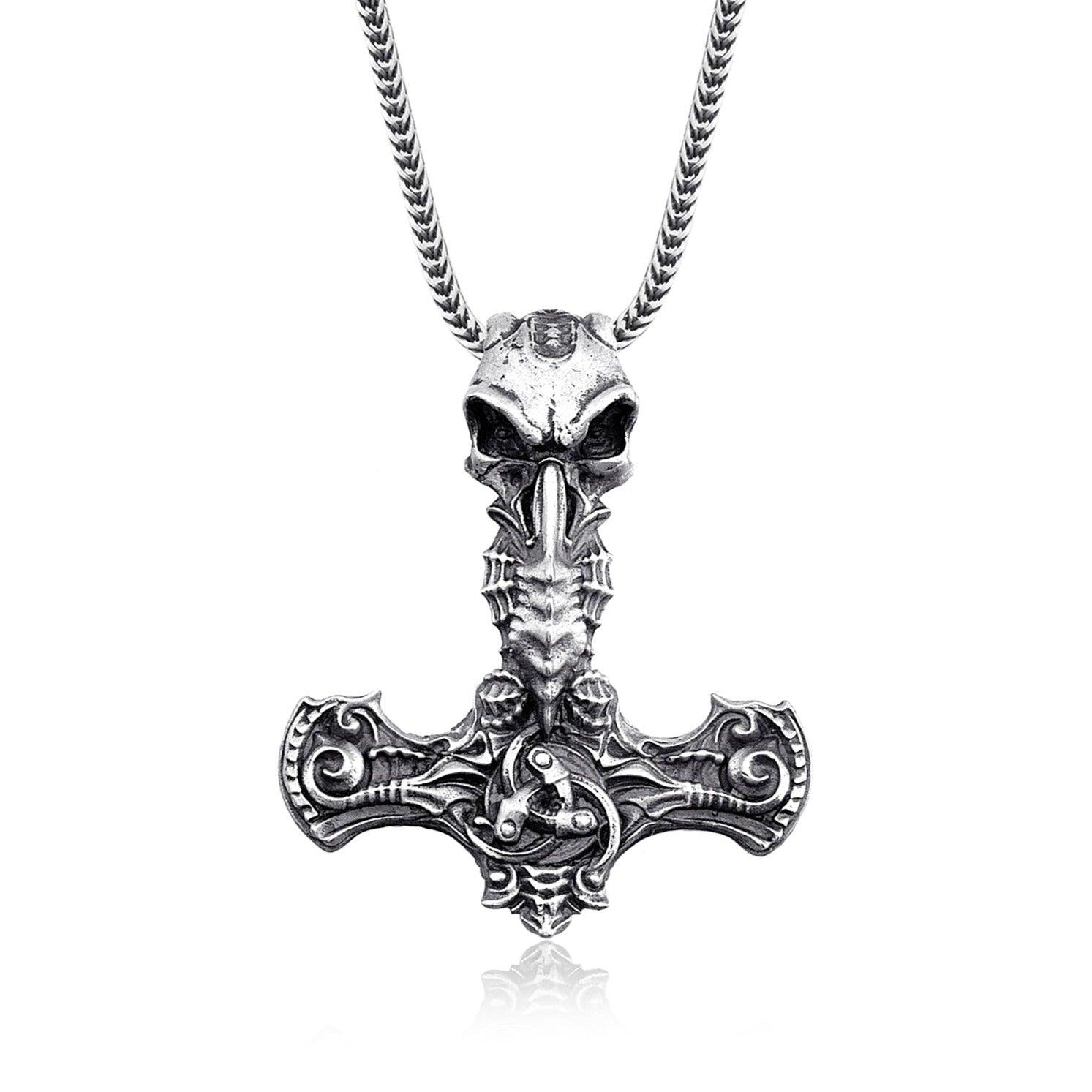 Thor Hammer Crow Necklace