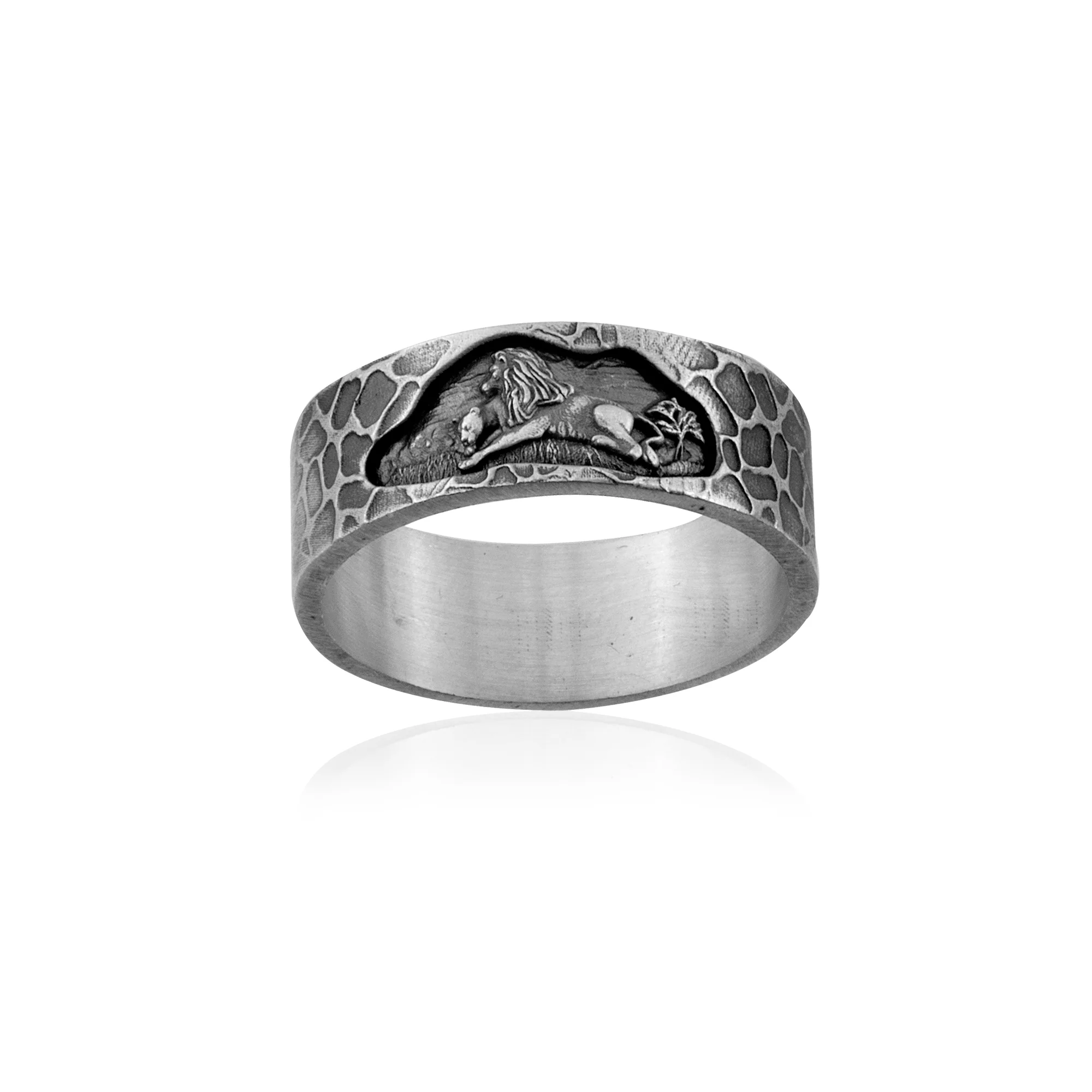 Lion Family Wedding Band Ring