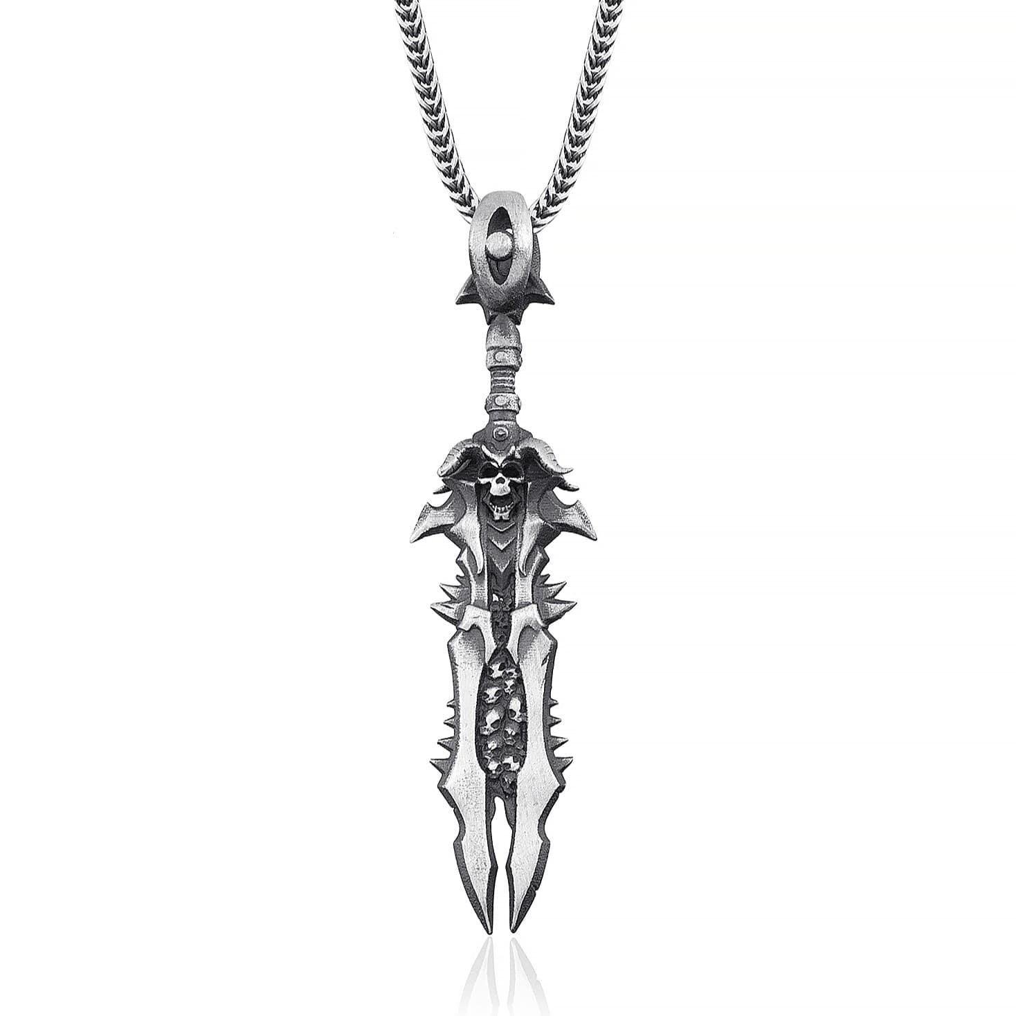 Horned Skull Sword Necklace