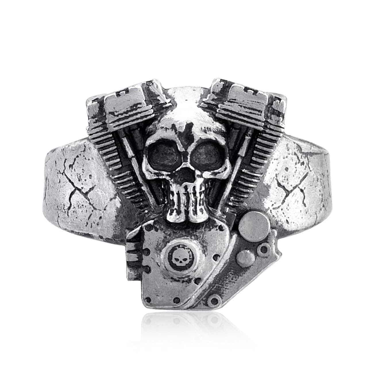 Motorcycle Engine Skull Ring